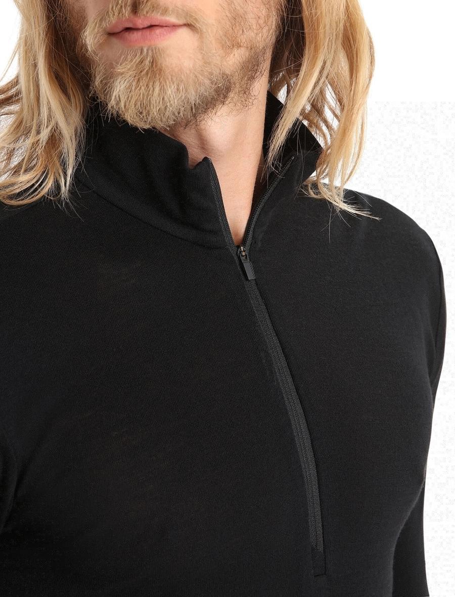 Men's Icebreaker Merino 175 Everyday Long Sleeve Half Zip Thermal Top Base Layers Black | CA 1576MQZA